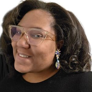 Stephanie Somers Iridescent Crystal Drop Clip-On Earrings